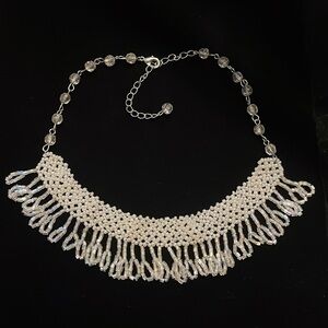 Pear-like Iridescent Beaded Chocker Necklace